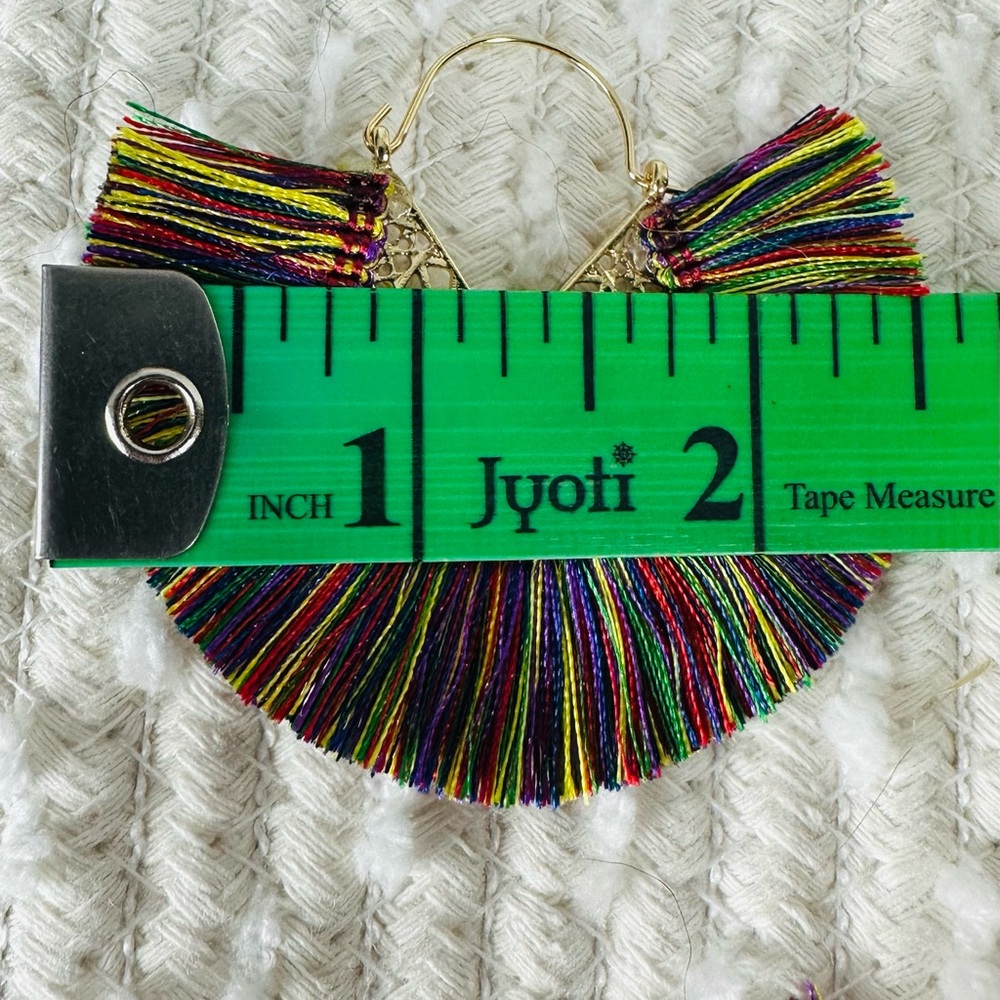 Multicolor Fringe Hoop Earrings - Picture 7 of 7